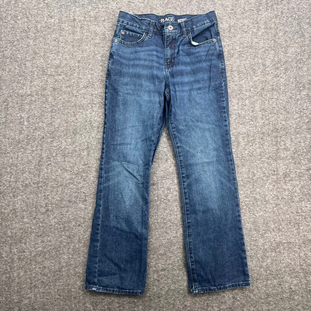 The Childrens Place Boys Blue Bootcut Jeans Medium Wash Size 12 Semi-Evase Denim